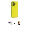 MARSİLYAN™- iPhone 13 Pro Max Kılıf Siluet Minimal Özel Seri - Şeffaf Maxco Cam Ekran Koruyucu + Pers Alüminyum Kamera Lens - GI