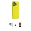MARSİLYAN™- iPhone 13 Pro Max Kılıf Siluet Minimal Özel Seri - Şeffaf Maxco Cam Ekran Koruyucu + Pers Alüminyum Kamera Lens - LT