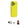 MARSİLYAN™- iPhone 13 Pro Max Kılıf Siluet Minimal Özel Seri - Şeffaf Maxco Cam Ekran Koruyucu + Rainbow Kamera Lens Koruma Cam - KI