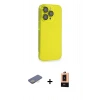 MARSİLYAN™- iPhone 13 Pro Max Kılıf Siluet Minimal Özel Seri - Şeffaf Maxco Cam Ekran Koruyucu + Renkli Kamera Lens Koruma Cam - SI