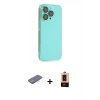 MARSİLYAN™- iPhone 13 Pro Max Kılıf Siluet Minimal Özel Seri - Şeffaf Maxco Cam Ekran Koruyucu + Renkli Kamera Lens Koruma Cam - PE
