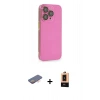 MARSİLYAN™- iPhone 13 Pro Max Kılıf Siluet Minimal Özel Seri - Şeffaf Maxco Cam Ekran Koruyucu + Turuncu Renkli Kamera Lens Koruma Cam