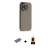 MARSİLYAN™- iPhone 13 Pro Max Kılıf Siluet Minimal Özel Seri - Şeffaf Maxco Cam Ekran Koruyucu + Turuncu Renkli Kamera Lens Koruma Cam