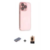 MARSİLYAN™- iPhone 13 Pro Max Kılıf Siluet Minimal Özel Seri - Şeffaf Maxco Cam Ekran Koruyucu + Turuncu Renkli Kamera Lens Koruma Cam