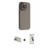 MARSİLYAN™- iPhone 13 Pro Max Kılıf Siluet Minimal Özel Seri - Şeffaf Pasifik Cam Ekran Koruyucu + Rainbow Kamera Lens Koruma Cam - BZ