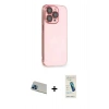 MARSİLYAN™- iPhone 13 Pro Max Kılıf Siluet Minimal Özel Seri - Şeffaf Pasifik Cam Ekran Koruyucu + Rainbow Kamera Lens Koruma Cam - MI