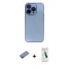 MARSİLYAN™- iPhone 13 Pro Max Kılıf Siluet Minimal Özel Seri - Şeffaf Pasifik Cam Ekran Koruyucu + Pembe Shine Kamera Lens Koruma Cam