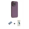 MARSİLYAN™- iPhone 13 Pro Max Kılıf Siluet Minimal Özel Seri - Şeffaf Pasifik Cam Ekran Koruyucu + Pembe Shine Kamera Lens Koruma Cam