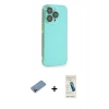 MARSİLYAN™- iPhone 13 Pro Max Kılıf Siluet Minimal Özel Seri - Şeffaf Pasifik Cam Ekran Koruyucu + Pembe Shine Kamera Lens Koruma Cam