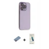 MARSİLYAN™- iPhone 13 Pro Max Kılıf Siluet Minimal Özel Seri - Şeffaf Pasifik Cam Ekran Koruyucu + Pembe Shine Kamera Lens Koruma Cam