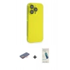 MARSİLYAN™- iPhone 13 Pro Max Kılıf Siluet Minimal Özel Seri - Şeffaf Pasifik Cam Ekran Koruyucu + Renkli Kamera Lens Koruma Cam - TU