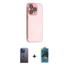 MARSİLYAN™- iPhone 13 Pro Max Kılıf Siluet Minimal Özel Seri - Siyah 18D Cam Ekran Koruyucu + Neon Fosforlu Kamera Lens - MI