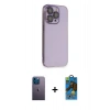 MARSİLYAN™- iPhone 13 Pro Max Kılıf Siluet Minimal Özel Seri - Siyah 18D Cam Ekran Koruyucu + Neon Fosforlu Kamera Lens - MI