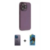 MARSİLYAN™- iPhone 13 Pro Max Kılıf Siluet Minimal Özel Seri - Siyah 18D Cam Ekran Koruyucu + Neon Fosforlu Kamera Lens - MI