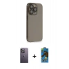 MARSİLYAN™- iPhone 13 Pro Max Kılıf Siluet Minimal Özel Seri - Siyah 18D Cam Ekran Koruyucu + Neon Fosforlu Kamera Lens - BZ