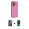 MARSİLYAN™- iPhone 13 Pro Max Kılıf Siluet Minimal Özel Seri - Siyah 18D Cam Ekran Koruyucu + Neon Fosforlu Kamera Lens - MI