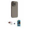 MARSİLYAN™- iPhone 13 Pro Max Kılıf Siluet Minimal Özel Seri - Siyah 18D Cam Ekran Koruyucu + Pers Alüminyum Kamera Lens - KI