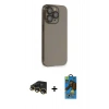 MARSİLYAN™- iPhone 13 Pro Max Kılıf Siluet Minimal Özel Seri - Siyah 18D Cam Ekran Koruyucu + Raze Metal Kamera Lens - GD