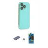 MARSİLYAN™- iPhone 13 Pro Max Kılıf Siluet Minimal Özel Seri - Siyah 18D Cam Ekran Koruyucu + Renkli Kamera Lens Koruma Cam - MI