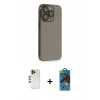 MARSİLYAN™- iPhone 13 Pro Max Kılıf Siluet Minimal Özel Seri - Siyah 18D Cam Ekran Koruyucu + Shine Kamera Lens - GD