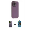 MARSİLYAN™- iPhone 13 Pro Max Kılıf Siluet Minimal Özel Seri - Siyah 18D Cam Ekran Koruyucu + Neon Fosforlu Kamera Lens - YL