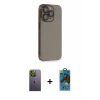 MARSİLYAN™- iPhone 13 Pro Max Kılıf Siluet Minimal Özel Seri - Siyah 18D Cam Ekran Koruyucu + Neon Fosforlu Kamera Lens - YL