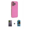 MARSİLYAN™- iPhone 13 Pro Max Kılıf Siluet Minimal Özel Seri - Siyah 18D Cam Ekran Koruyucu + Neon Fosforlu Kamera Lens - YL