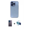 MARSİLYAN™- iPhone 13 Pro Max Kılıf Siluet Minimal Özel Seri - Siyah 3D Antistatik Cam Ekran Koruyucu + Neon Fosforlu Kamera Lens - MI