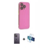 MARSİLYAN™- iPhone 13 Pro Max Kılıf Siluet Minimal Özel Seri - Siyah 3D Antistatik Cam Ekran Koruyucu + Neon Fosforlu Kamera Lens - BZ