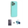 MARSİLYAN™- iPhone 13 Pro Max Kılıf Siluet Minimal Özel Seri - Siyah 3D Antistatik Cam Ekran Koruyucu + Neon Fosforlu Kamera Lens - BZ