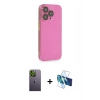 MARSİLYAN™- iPhone 13 Pro Max Kılıf Siluet Minimal Özel Seri - Siyah 3D Antistatik Cam Ekran Koruyucu + Neon Fosforlu Kamera Lens - YL