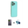 MARSİLYAN™- iPhone 13 Pro Max Kılıf Siluet Minimal Özel Seri - Siyah 3D Antistatik Cam Ekran Koruyucu + Neon Fosforlu Kamera Lens - YL