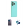 MARSİLYAN™- iPhone 13 Pro Max Kılıf Siluet Minimal Özel Seri - Siyah 3D Antistatik Cam Ekran Koruyucu + Neon Fosforlu Kamera Lens - MI