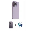 MARSİLYAN™- iPhone 13 Pro Max Kılıf Siluet Minimal Özel Seri - Siyah 3D Antistatik Cam Ekran Koruyucu + Neon Fosforlu Kamera Lens - BZ