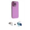 MARSİLYAN™- iPhone 13 Pro Max Kılıf Siluet Minimal Özel Seri - Siyah 3D Antistatik Cam Ekran Koruyucu + Pers Alüminyum Kamera Lens - GD