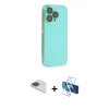 MARSİLYAN™- iPhone 13 Pro Max Kılıf Siluet Minimal Özel Seri - Siyah 3D Antistatik Cam Ekran Koruyucu + Pers Alüminyum Kamera Lens - GI