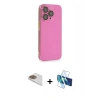 MARSİLYAN™- iPhone 13 Pro Max Kılıf Siluet Minimal Özel Seri - Siyah 3D Antistatik Cam Ekran Koruyucu + Pers Alüminyum Kamera Lens - GD