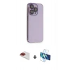 MARSİLYAN™- iPhone 13 Pro Max Kılıf Siluet Minimal Özel Seri - Siyah 3D Antistatik Cam Ekran Koruyucu + Pers Alüminyum Kamera Lens - KI