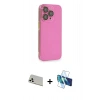 MARSİLYAN™- iPhone 13 Pro Max Kılıf Siluet Minimal Özel Seri - Siyah 3D Antistatik Cam Ekran Koruyucu + Rainbow Kamera Lens Koruma Cam - BZ
