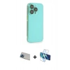 MARSİLYAN™- iPhone 13 Pro Max Kılıf Siluet Minimal Özel Seri - Siyah 3D Antistatik Cam Ekran Koruyucu + Rainbow Kamera Lens Koruma Cam - MI