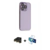 MARSİLYAN™- iPhone 13 Pro Max Kılıf Siluet Minimal Özel Seri - Siyah 3D Antistatik Cam Ekran Koruyucu + Raze Metal Kamera Lens - GD