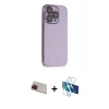 MARSİLYAN™- iPhone 13 Pro Max Kılıf Siluet Minimal Özel Seri - Siyah 3D Antistatik Cam Ekran Koruyucu + Rainbow Kamera Lens Koruma Cam - KI