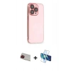 MARSİLYAN™- iPhone 13 Pro Max Kılıf Siluet Minimal Özel Seri - Siyah 3D Antistatik Cam Ekran Koruyucu + Rainbow Kamera Lens Koruma Cam - KI