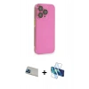 MARSİLYAN™- iPhone 13 Pro Max Kılıf Siluet Minimal Özel Seri - Siyah 3D Antistatik Cam Ekran Koruyucu + Rainbow Kamera Lens Koruma Cam - MI