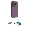 MARSİLYAN™- iPhone 13 Pro Max Kılıf Siluet Minimal Özel Seri - Siyah 3D Antistatik Cam Ekran Koruyucu + Renkli Kamera Lens Koruma Cam - MI