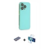 MARSİLYAN™- iPhone 13 Pro Max Kılıf Siluet Minimal Özel Seri - Siyah 3D Antistatik Cam Ekran Koruyucu + Renkli Kamera Lens Koruma Cam - PE