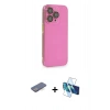 MARSİLYAN™- iPhone 13 Pro Max Kılıf Siluet Minimal Özel Seri - Siyah 3D Antistatik Cam Ekran Koruyucu + Renkli Kamera Lens Koruma Cam - MI