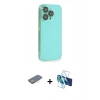 MARSİLYAN™- iPhone 13 Pro Max Kılıf Siluet Minimal Özel Seri - Siyah 3D Antistatik Cam Ekran Koruyucu + Renkli Kamera Lens Koruma Cam - SI