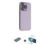 MARSİLYAN™- iPhone 13 Pro Max Kılıf Siluet Minimal Özel Seri - Siyah 3D Antistatik Cam Ekran Koruyucu + Renkli Kamera Lens Koruma Cam - PE