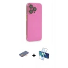 MARSİLYAN™- iPhone 13 Pro Max Kılıf Siluet Minimal Özel Seri - Siyah 3D Antistatik Cam Ekran Koruyucu + Renkli Kamera Lens Koruma Cam - TU